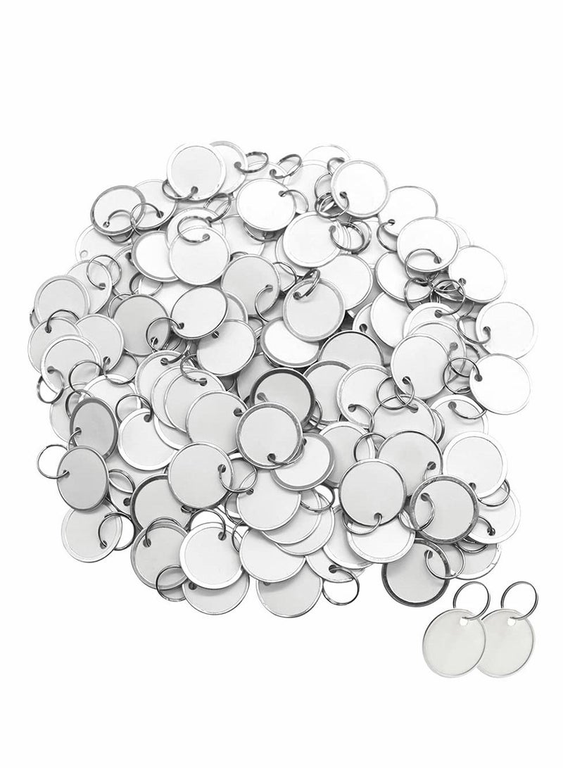 Generic 100Pcs Metal Rim Key Tags, Blank Round Rimmed Tag Paper Tags with Split Rings,Small Coded Chain Keyring Set for Luggage,Pets,Kids Backpack,White  - Image 1