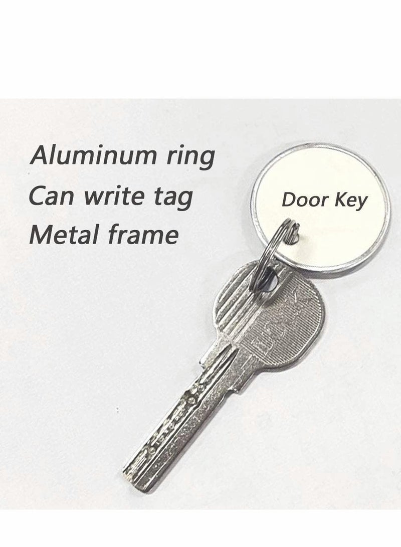 Generic 100Pcs Metal Rim Key Tags, Blank Round Rimmed Tag Paper Tags with Split Rings,Small Coded Chain Keyring Set for Luggage,Pets,Kids Backpack,White  - Image 3