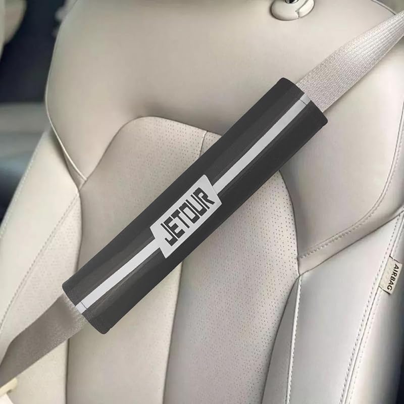 Car Seat Belt Cover Leather (Photography Belt Reflector) Compatible with Jetor 2 Pieces, Black