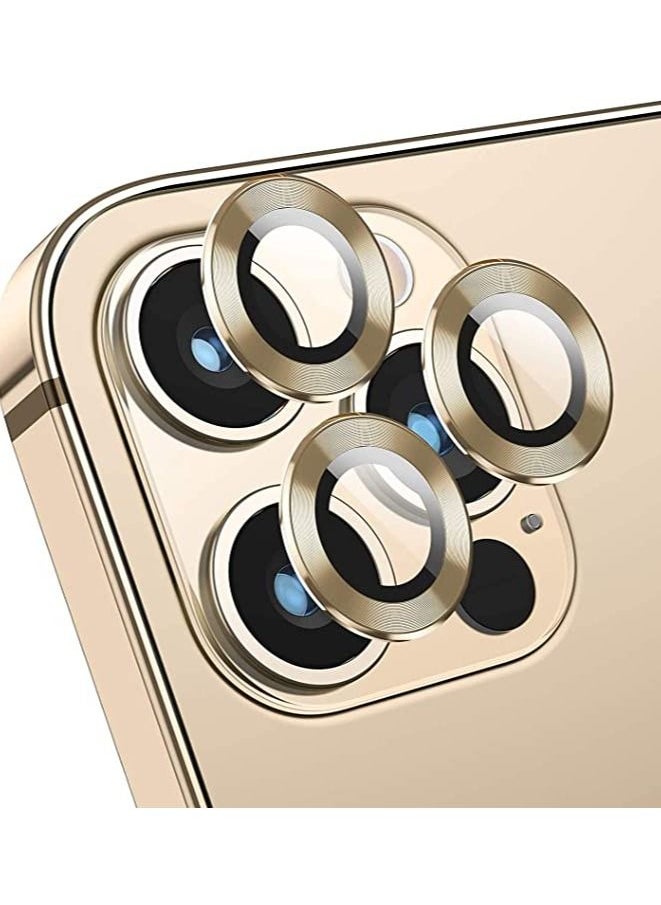 COBLUE Coblue Camera Lens Protector For Iphone 14 Pro | 14 Pro Max, Premium Hd Tempered Glass Metal Ring Aluminum Alloy Lens Screen Cover Film Multiple Color (Gold)  - Image 1