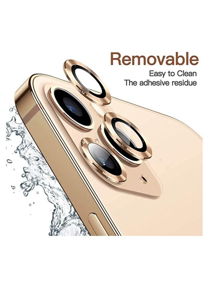 COBLUE Coblue Camera Lens Protector For Iphone 14 Pro | 14 Pro Max, Premium Hd Tempered Glass Metal Ring Aluminum Alloy Lens Screen Cover Film Multiple Color (Gold)  - Image 3