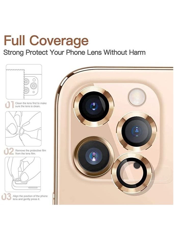 COBLUE Coblue Camera Lens Protector For Iphone 14 Pro | 14 Pro Max, Premium Hd Tempered Glass Metal Ring Aluminum Alloy Lens Screen Cover Film Multiple Color (Gold)  - Image 4