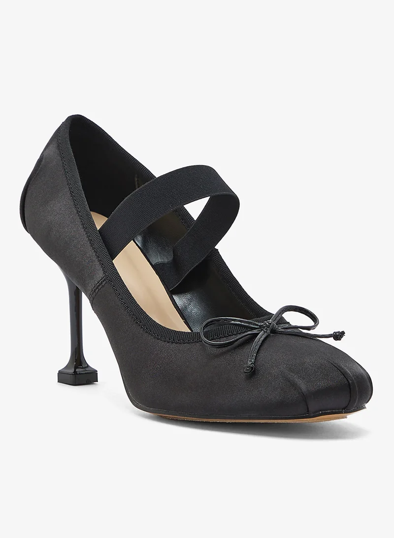 Ginger Bow Detail Mid Heel Ballet Pumps