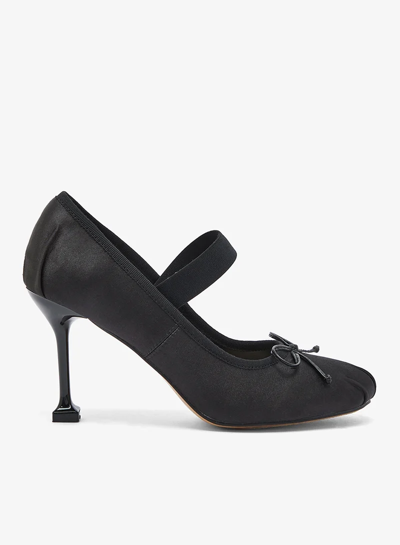 Ginger Bow Detail Mid Heel Ballet Pumps