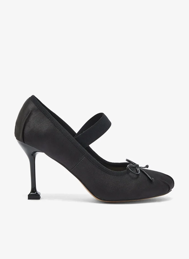 Ginger Bow Detail Mid Heel Ballet Pumps