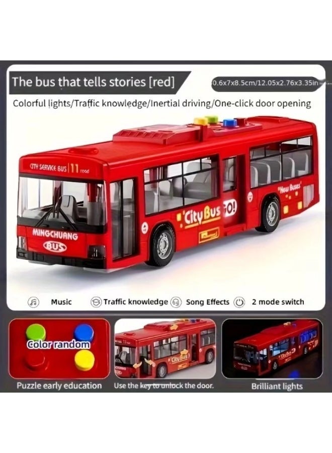 لعبة حافلة مدينة واقعية للأطفال | مركبة تعمل بالاحتكاك مع أضواء وأصوات | لعبة نقل متينة سهلة السحب للأولاد والبنات | لعبة ممتعة للأطفال من سن 3 إلى 14 سنة - Image 4