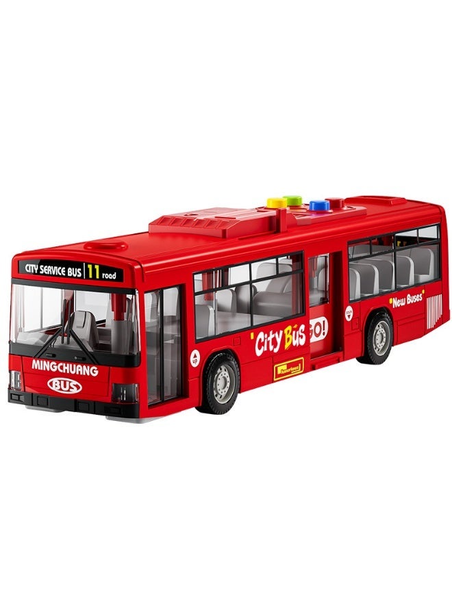 لعبة حافلة مدينة واقعية للأطفال | مركبة تعمل بالاحتكاك مع أضواء وأصوات | لعبة نقل متينة سهلة السحب للأولاد والبنات | لعبة ممتعة للأطفال من سن 3 إلى 14 سنة - Image 1