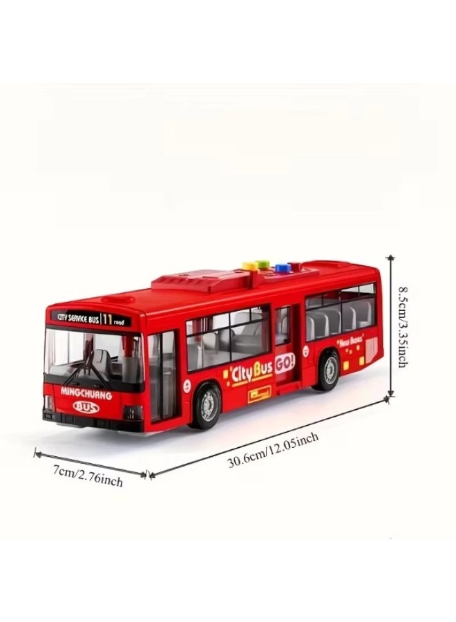 لعبة حافلة مدينة واقعية للأطفال | مركبة تعمل بالاحتكاك مع أضواء وأصوات | لعبة نقل متينة سهلة السحب للأولاد والبنات | لعبة ممتعة للأطفال من سن 3 إلى 14 سنة - Image 3