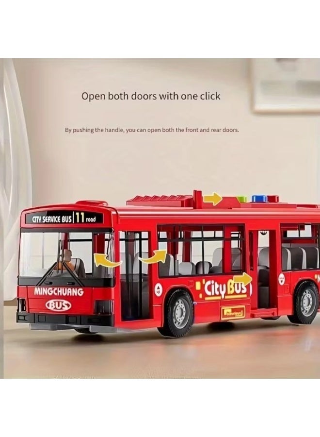 لعبة حافلة مدينة واقعية للأطفال | مركبة تعمل بالاحتكاك مع أضواء وأصوات | لعبة نقل متينة سهلة السحب للأولاد والبنات | لعبة ممتعة للأطفال من سن 3 إلى 14 سنة - Image 5