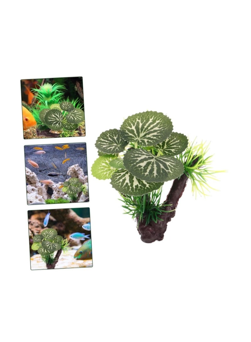 زينة نباتات شجرية لأحواض السمك، زينة نباتات صغيرة لأحواض الأسماك، زينة أحواض السمك، عشب مائي واقعي مُحاكي لمواد أحواض الأسماك - Image 1