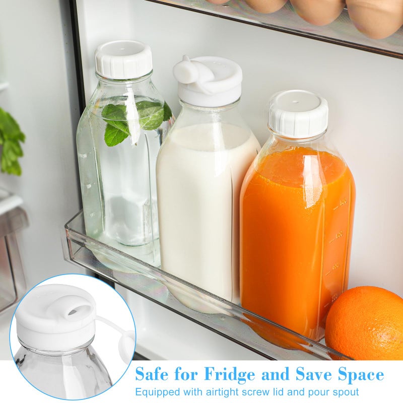 Syntic 2 Pack Glass Milk Bottle with 2 Dispenser Caps, 100% Airtight Heavy Duty Screw Lid. 32 Oz Reusable Glass Water Jug with 3 Lids! Breast Milk Pitcher, Buttermilk, Nut, Juice, Syrup, Coffee Creamer - Image 5
