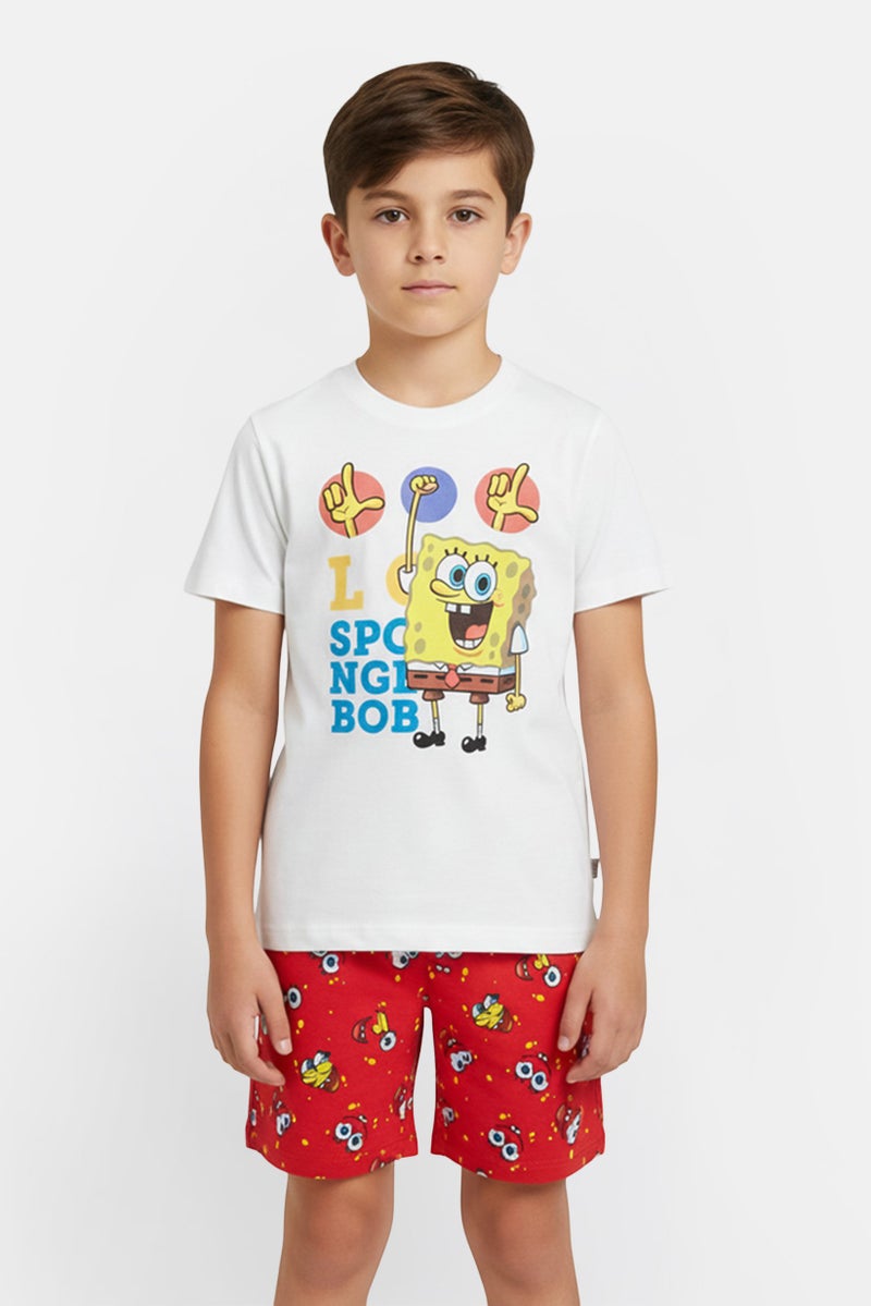 nickelodeon Kids Boy 2 Pcs Spongebob Short Sleeve T-Shirt And Shorts Pajama Set, Multicolor - Image 1