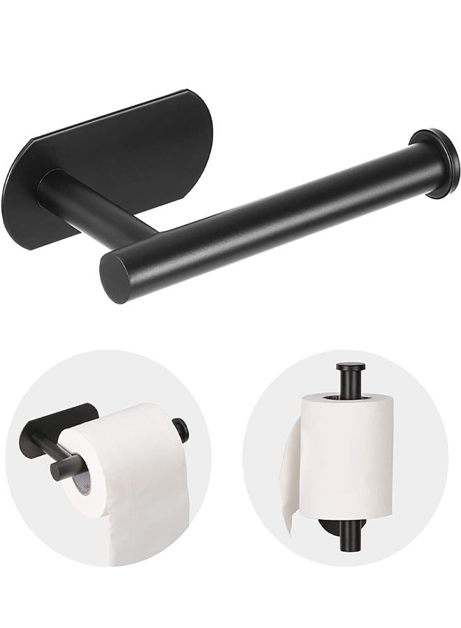 Bathroom Toilet Paper Holder, Premium Stainless Steel Rustproof Wall Mounted Toilet Roll Holder Self Adhesive Command Strip Toilet Paper Roll Holder for Bathroom, Kitchen, Washroom, No Drilling (Black) - Image 1