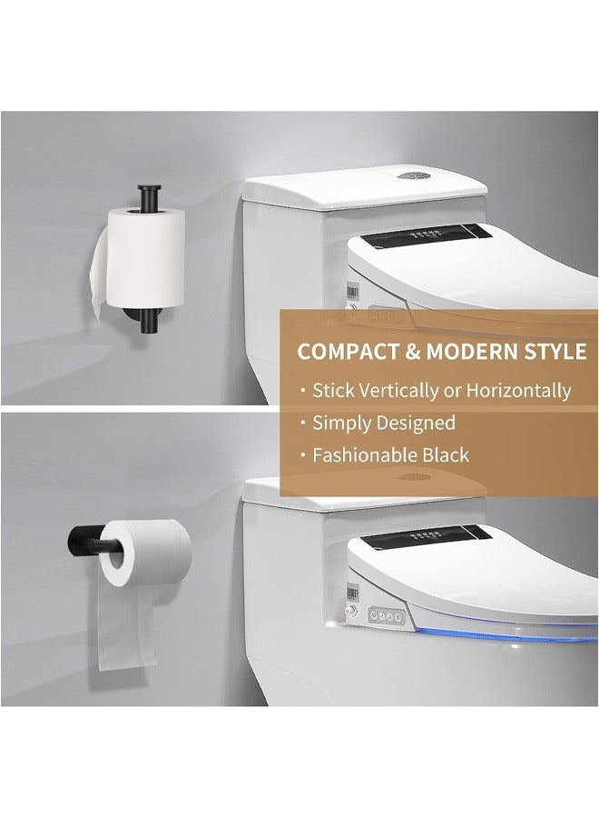 Bathroom Toilet Paper Holder, Premium Stainless Steel Rustproof Wall Mounted Toilet Roll Holder Self Adhesive Command Strip Toilet Paper Roll Holder for Bathroom, Kitchen, Washroom, No Drilling (Black) - Image 4