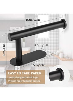 Generic Bathroom Toilet Paper Holder, Premium Stainless Steel Rustproof Wall Mounted Toilet Roll Holder Self Adhesive Command Strip Toilet Paper Roll Holder for Bathroom, Kitchen, Washroom, No Drilling (Black)  - Image 2
