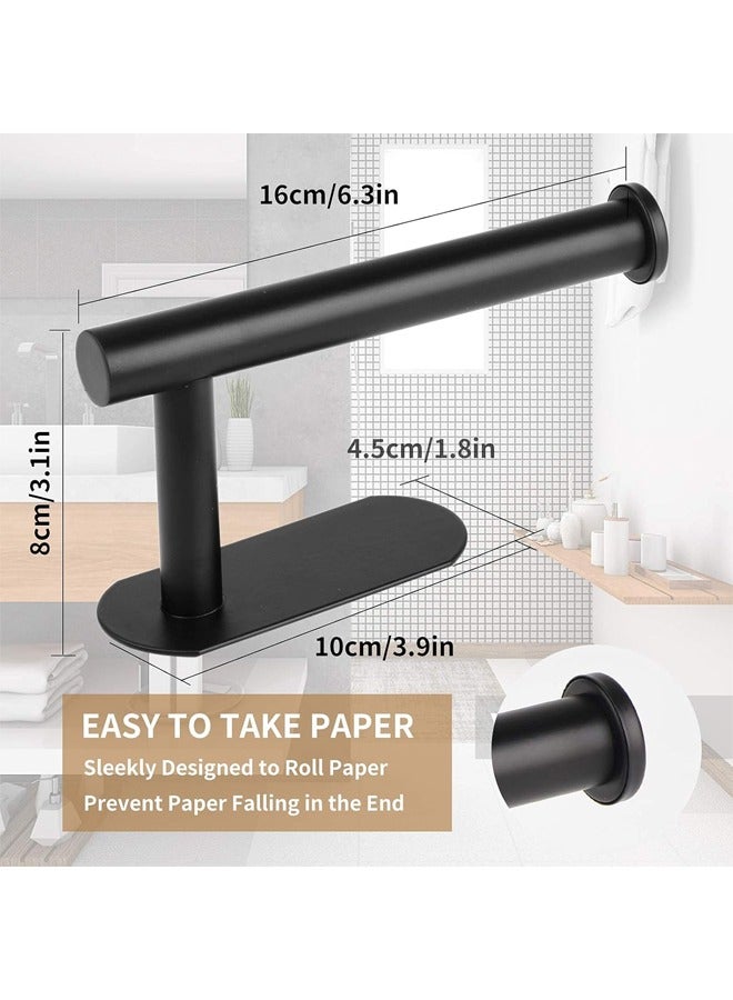 Bathroom Toilet Paper Holder, Premium Stainless Steel Rustproof Wall Mounted Toilet Roll Holder Self Adhesive Command Strip Toilet Paper Roll Holder for Bathroom, Kitchen, Washroom, No Drilling (Black) - Image 2