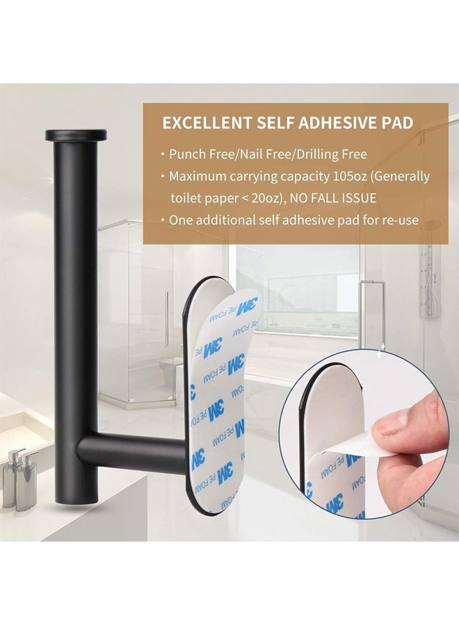 Bathroom Toilet Paper Holder, Premium Stainless Steel Rustproof Wall Mounted Toilet Roll Holder Self Adhesive Command Strip Toilet Paper Roll Holder for Bathroom, Kitchen, Washroom, No Drilling (Black) - Image 5