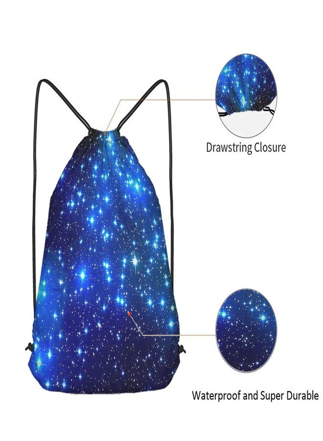 Beabes Star Drawstring Bags Backpack Bag Galaxy Blue Magical Outer Space Universe Nebula Constellation Night Sky Sport Gym Sack for Men Women - Image 5