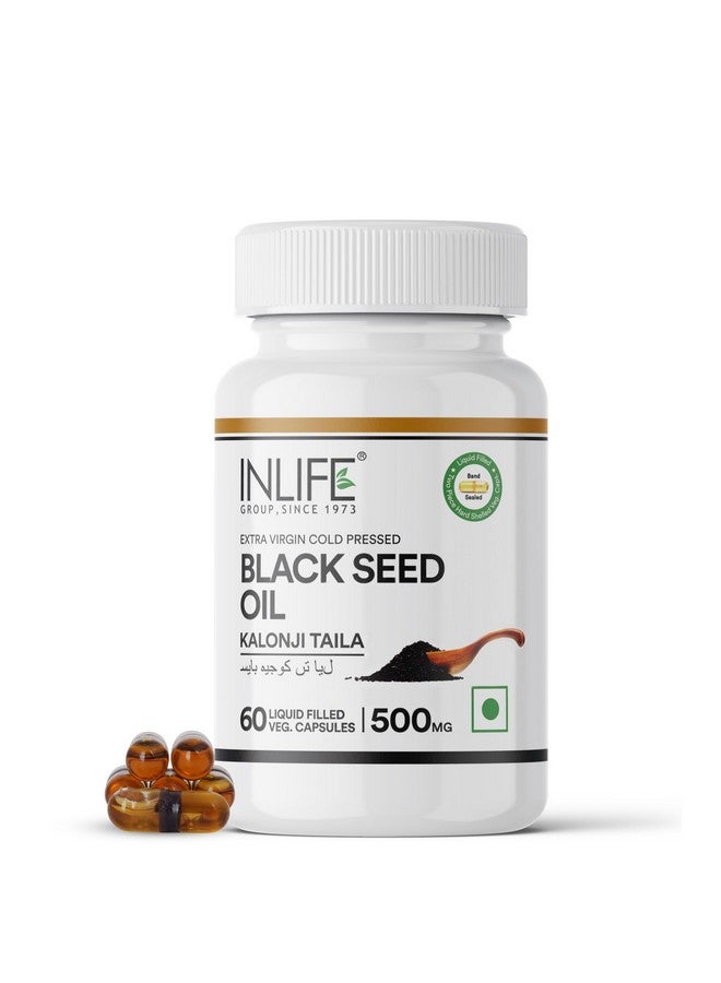 Inlife زيت الحبة السوداء من INLIFE، بكر ممتاز معصور على البارد، 500 ملغ - 60 كبسولة نباتية (عبوة من 1) - Image 1