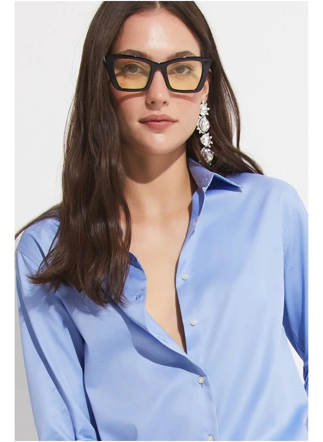 جون June Exclusive Cotton Basic Shirt Blue