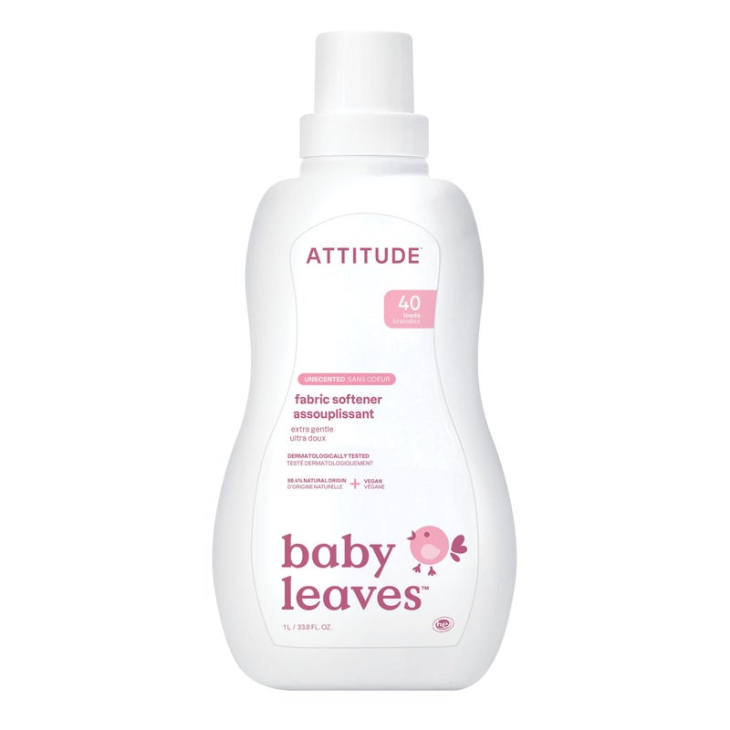 ATTITUDE Baby Fabric Softener, Plant and Mineral-Based Ingredients, HE Compatible, Vegan and Cruelty-free Laundry and Household Products, Unscented, 40 Loads, 33.8 Fl Oz - Image 1