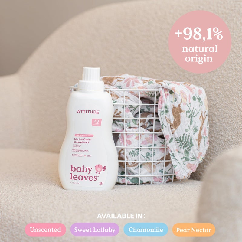 ATTITUDE Baby Fabric Softener, Plant and Mineral-Based Ingredients, HE Compatible, Vegan and Cruelty-free Laundry and Household Products, Unscented, 40 Loads, 33.8 Fl Oz - Image 3