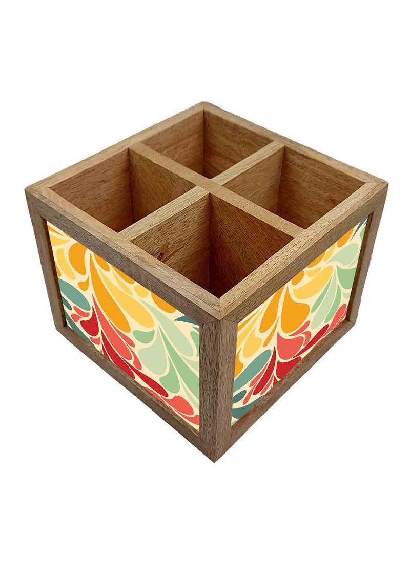 Nutcase Nutcase Wooden Cutlery Stand Holder Silverware Caddy Spoons Forks Knives Organizer for Dining Table Kitchen Made in IndiaSpoons NOT Included Retro Flower  - Image 3