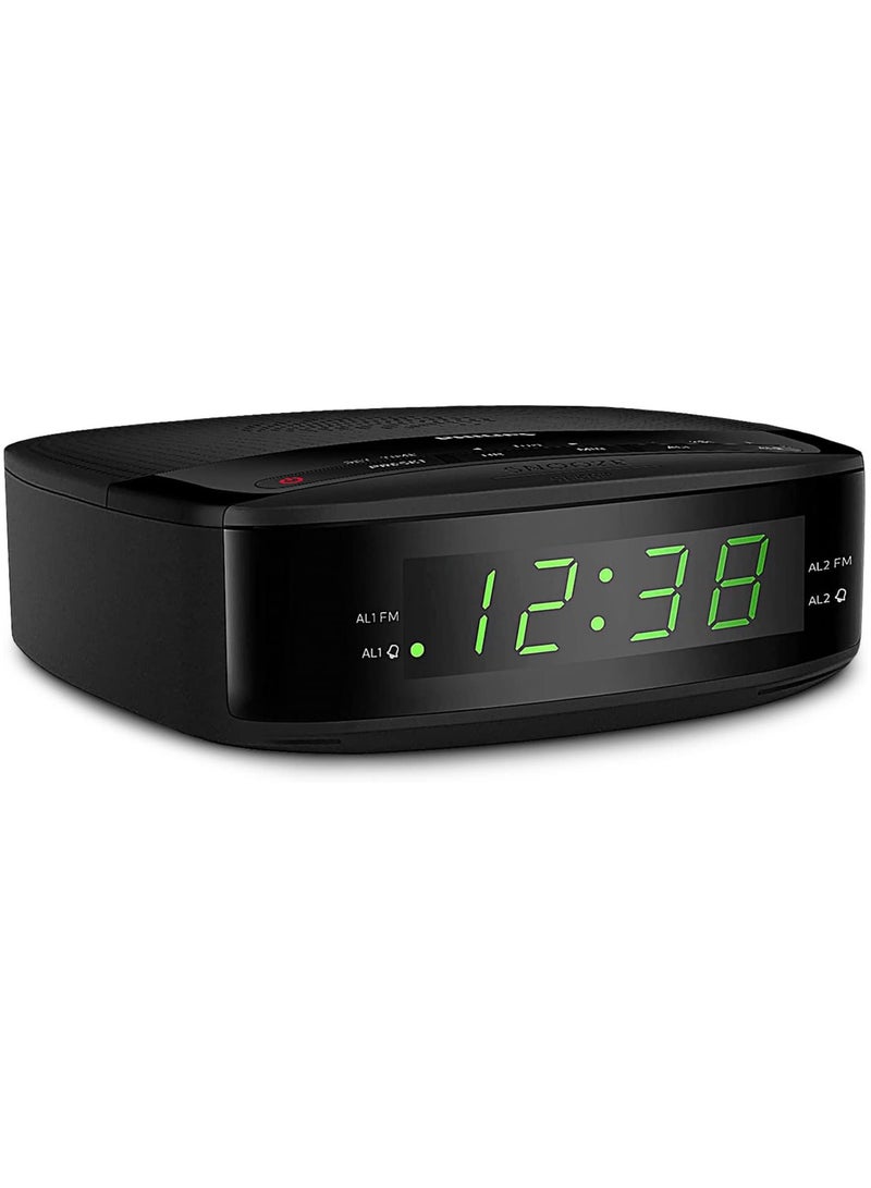 Philips Radio Alarm Clocks for Bedrooms, LED Display, Easy Snooze, Sleep Timer, Alarm Clock Radio w/Battery Backup Bedroom Clock (Batteries not Included) TAR3205 Black - Image 1