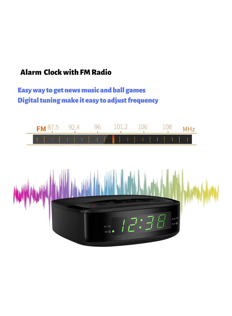 Philips Radio Alarm Clocks for Bedrooms, LED Display, Easy Snooze, Sleep Timer, Alarm Clock Radio w/Battery Backup Bedroom Clock (Batteries not Included) TAR3205 Black - Image 3