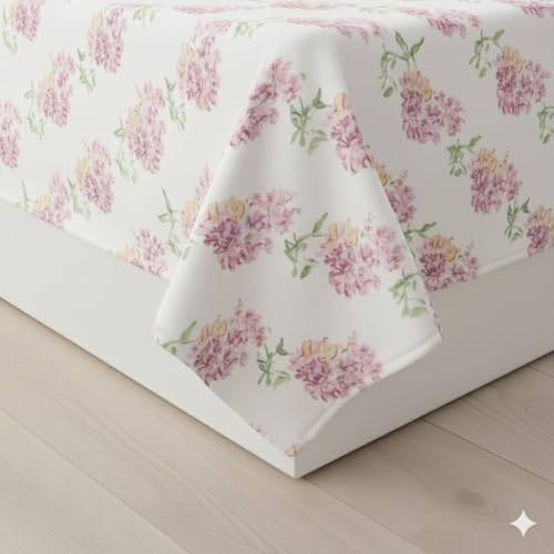 Temoli® Pure Cotton Floral Bedsheet for King Size Bed (108 x 108 Inches), Double Bed Cotton Summer Bedsheet with 2 Pillow Covers (Floral-White) - Image 4