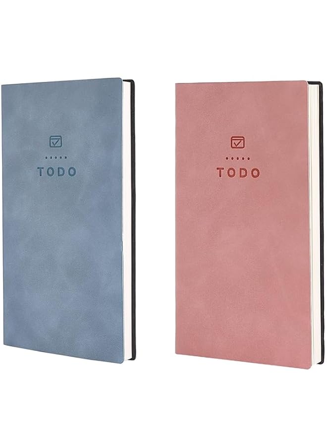 erorex 2 Pcs Soft Leather To Do List Notebook 196 Pages Pocket Checklist For Daily Plans Perfect School Supplies For High School Students Sky Blue And Pink  - Image 1