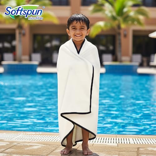 SOFTSPUN Microfiber Baby Bath Towel 1 Pc, White | Super Soft & Comfortable for Babies Ultra Absorbent Quick Drying Large Size Towel - Image 2