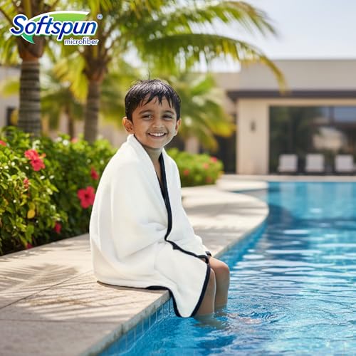 SOFTSPUN Microfiber Baby Bath Towel 1 Pc, White | Super Soft & Comfortable for Babies Ultra Absorbent Quick Drying Large Size Towel - Image 3