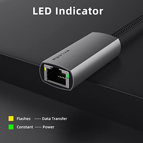 WALNEW USB-C to Ethernet Adapter, WALNEW USBC to RJ45 Lan Adapter, Gigabit Cat Network Cable Converter to Type C Thunderbolt 3 for Mac,MacBook Pro/Air,iPad 10th,Dell XPS,Chromebook,Surface,Samsung Galaxy Tab - Image 5