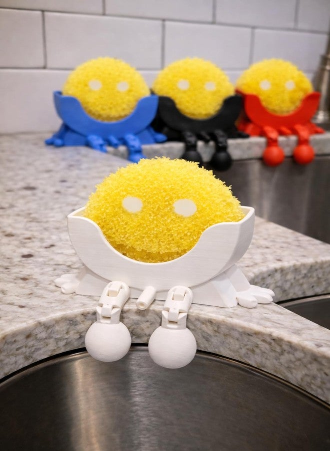 Articulating Sponge Holder Compatible with Scrub Daddy sponges, Adjustable Arms and Legs, Multiple Colors, Plastic, Made in USA, Holder only, Sponge not Included. (White) - Image 2