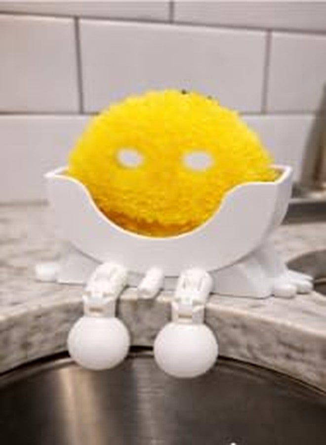 Articulating Sponge Holder Compatible with Scrub Daddy sponges, Adjustable Arms and Legs, Multiple Colors, Plastic, Made in USA, Holder only, Sponge not Included. (White) - Image 1