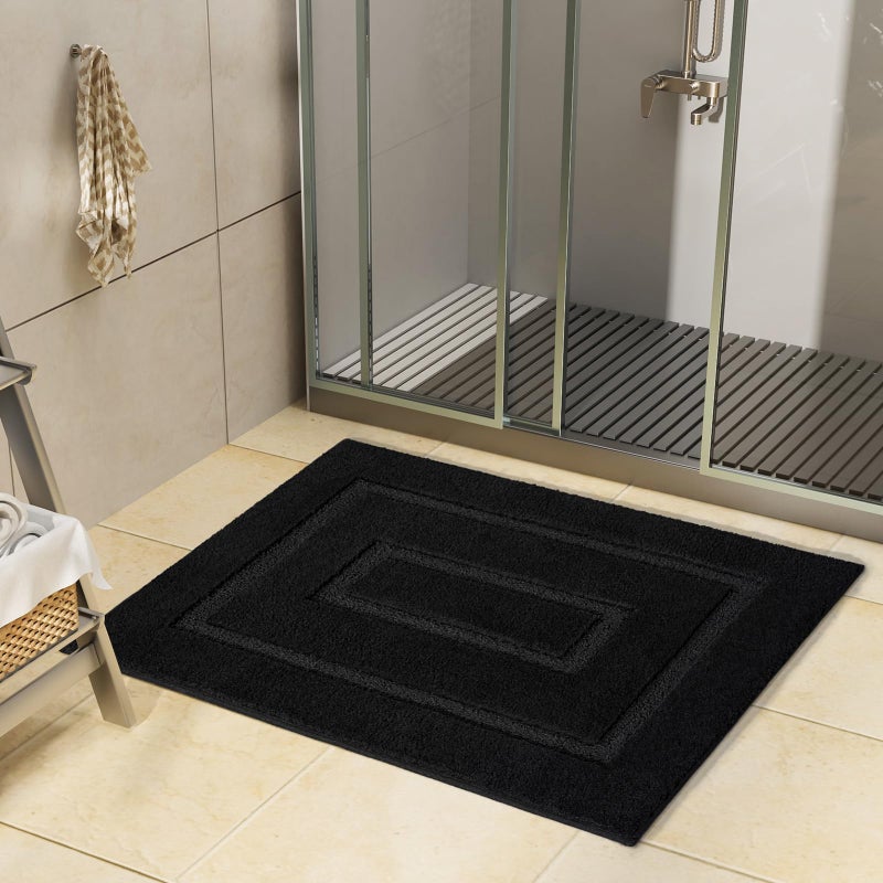Homore Bath Brug سجادة الحمام السوداء 24 × 17 بوصة ناعمة microfiber microfiber الصغيرة سجاد الحمام القابلة للغسل سجادة الحمام للحمام سجاد الحمام غير المنزلق لحوض الاستحمام - Image 1