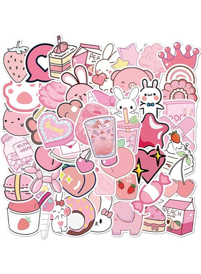 erorex 50Pcs Pink Cartoon Stickers Preppy Stickers,Cute Stickers Barbie Waterproof Sticker for Scrapbooking Laptop Trunk Water Bottle Suitable as Girls Children's Birthday Gifts - Image 3
