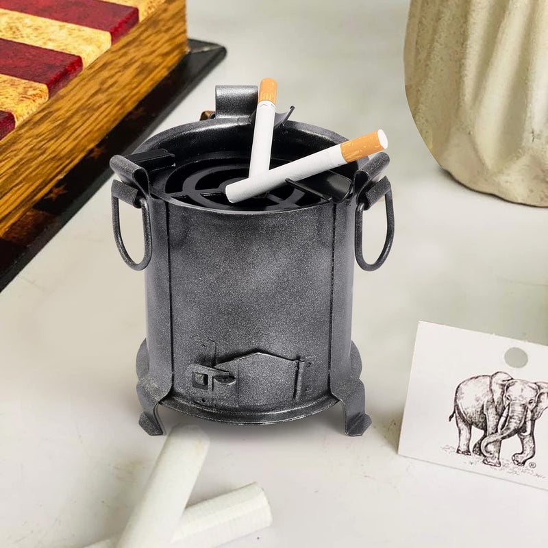 BOGEN LITE Angeethi BBQ Style Metal Ashtray | Cigarette || Tabletop || Cigar Rest for Indoor Outdoor || Handcrafted for Home Office (15 cm x 13 cm x 12 cm) (Black) - Image 3