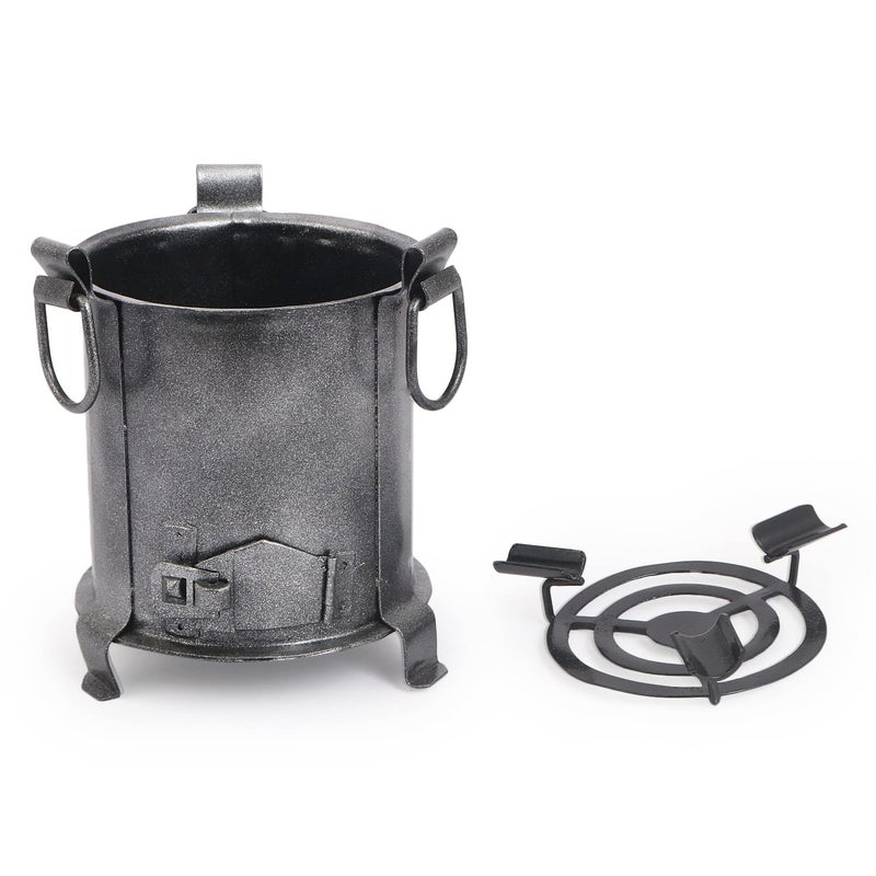 BOGEN LITE Angeethi BBQ Style Metal Ashtray | Cigarette || Tabletop || Cigar Rest for Indoor Outdoor || Handcrafted for Home Office (15 cm x 13 cm x 12 cm) (Black) - Image 2