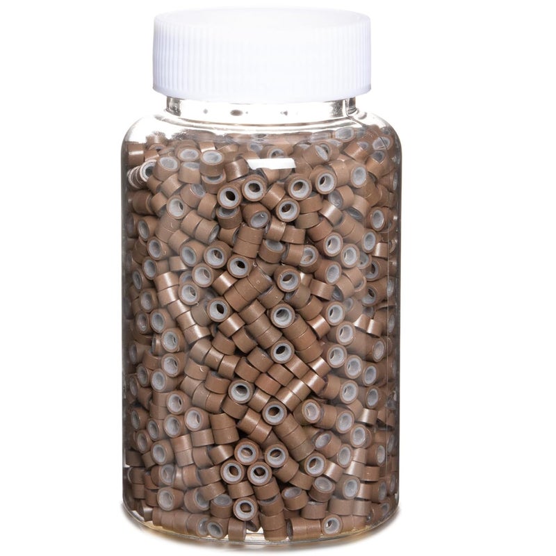 GOTDYA 2500pcs Hair Extentions Micro Rings Links Beads 5mm Silicone Lined Beads for Human Hair Extensions ToolDark Blonde