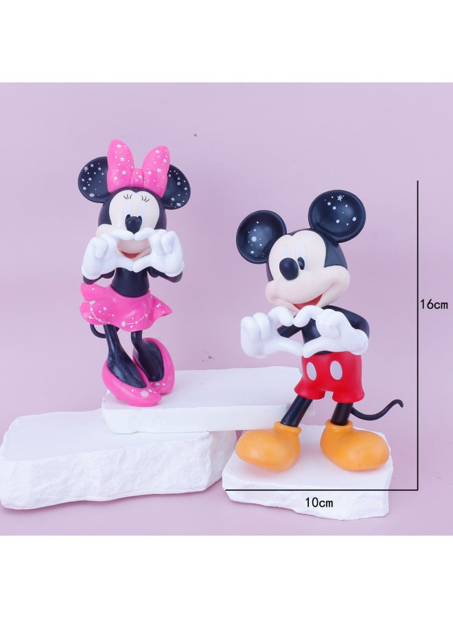 Couple Mickey Minnie Desktop Hand-made Ornaments Wedding Dress Bixin Mickey Minnie Peripheral Cartoon Mickey Mouse Cake Decoration-Color:Colorful Bichinette Pair  - Image 3