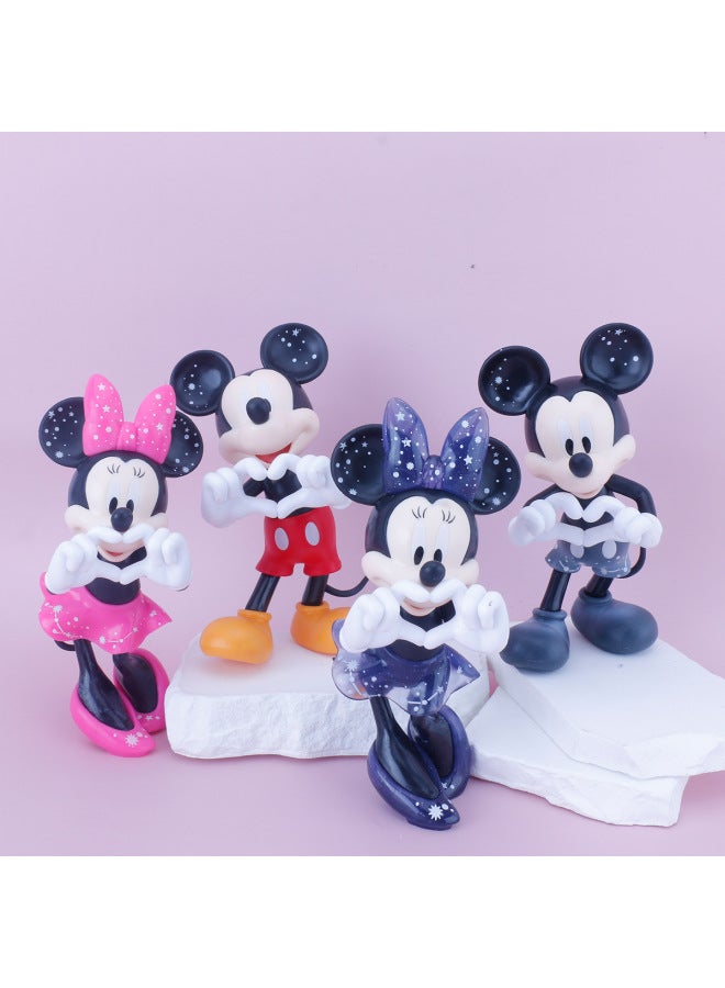 Couple Mickey Minnie Desktop Hand-made Ornaments Wedding Dress Bixin Mickey Minnie Peripheral Cartoon Mickey Mouse Cake Decoration-Color:Colorful Bichinette Pair  - Image 2