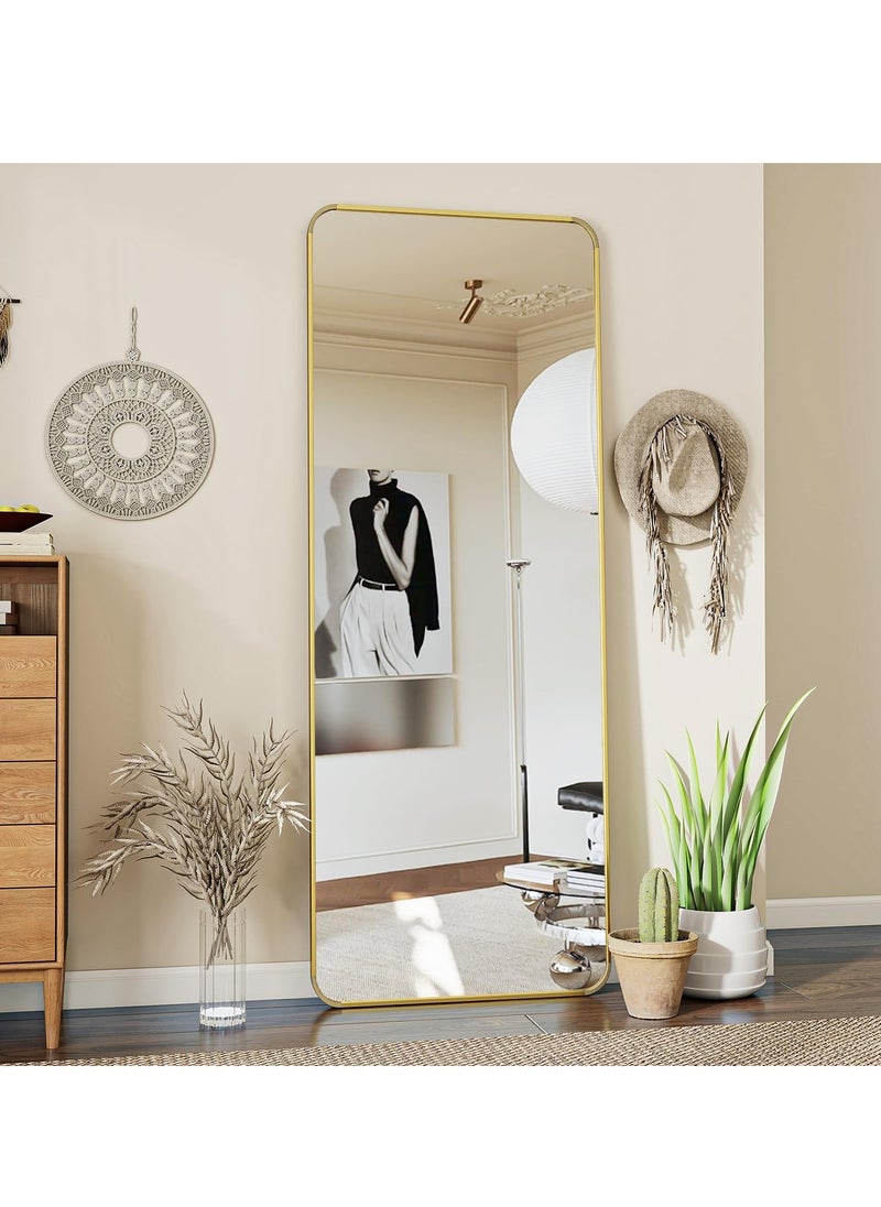 Bluejw Full Length Mirror Floor Mirrors with Aluminum Alloy Frame Free-Standing Leaning Large Bedroom Dressing Mirror Full Body Mirror Standing Mirror Wall Mounted Mirror Makeup Mirror for Living Room Gold Silver  - Image 4