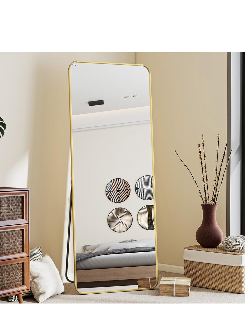 Bluejw Full Length Mirror Floor Mirrors with Aluminum Alloy Frame Free-Standing Leaning Large Bedroom Dressing Mirror Full Body Mirror Standing Mirror Wall Mounted Mirror Makeup Mirror for Living Room Gold Silver  - Image 3