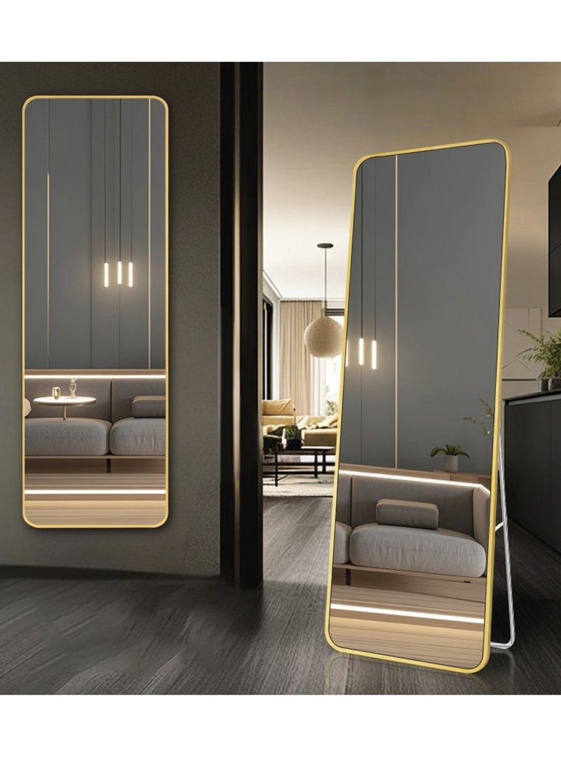 الأزرق جي دبليو مرايا أرضية مرآة كاملة الطول بإطار من سبائك الألومنيوم مرآة كبيرة مائلة مائلة كبيرة لغرفة النوم مرآة كاملة الجسم مرآة واقفة مرآة مثبتة على الحائط مرآة مكياج لغرفة المعيشة ذهبية فضية - Image 2