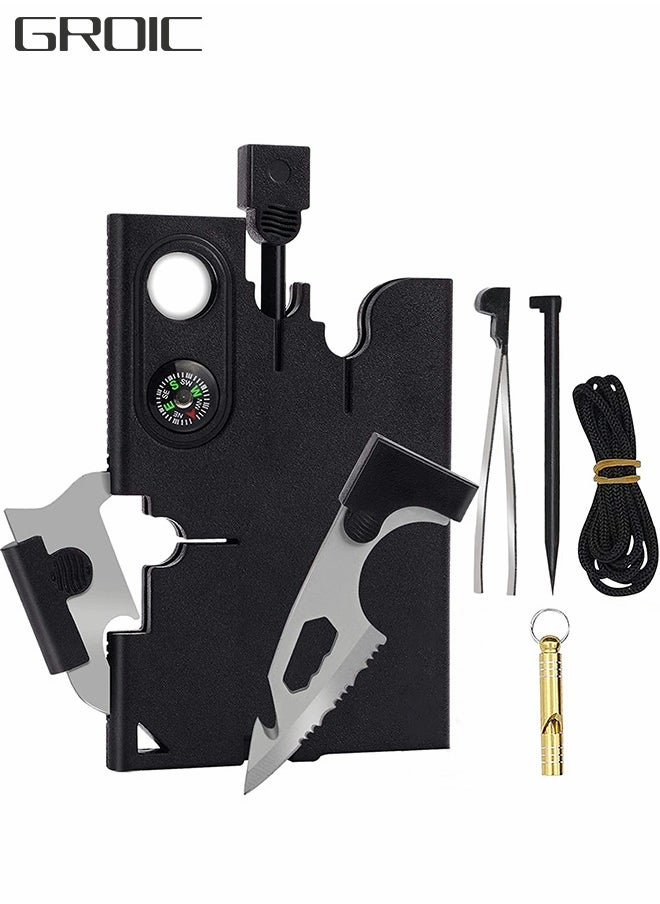 GROIC - Credit Card Multi Tool Gadgets, Survival Credit Card Multipurpose Tool With Survival Knife Fire Starter, Whistle, Compass, Screwdrivers for Useful Gifts - Image 1