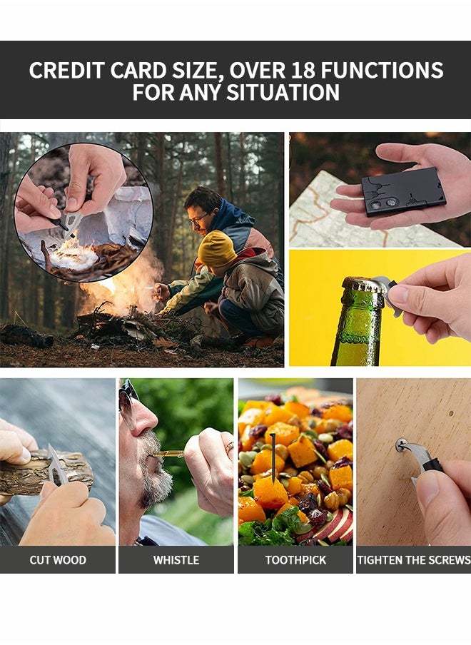 GROIC - Credit Card Multi Tool Gadgets, Survival Credit Card Multipurpose Tool With Survival Knife Fire Starter, Whistle, Compass, Screwdrivers for Useful Gifts - Image 1