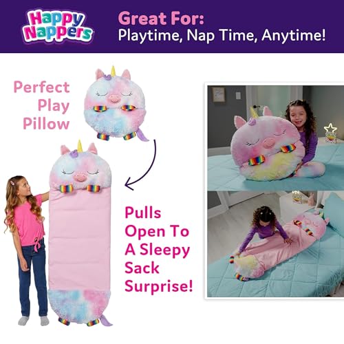Happy Nappers: Pillow & Sleepy Sack: Medium - Rainbow Unicorn - 54 x 20, Plush Animal Character, 2-in-1 Pillow Sleeping Bag, Play, Kids Ages 3+ - Image 2