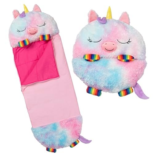 Happy Nappers: Pillow & Sleepy Sack: Medium - Rainbow Unicorn - 54 x 20, Plush Animal Character, 2-in-1 Pillow Sleeping Bag, Play, Kids Ages 3+ - Image 1